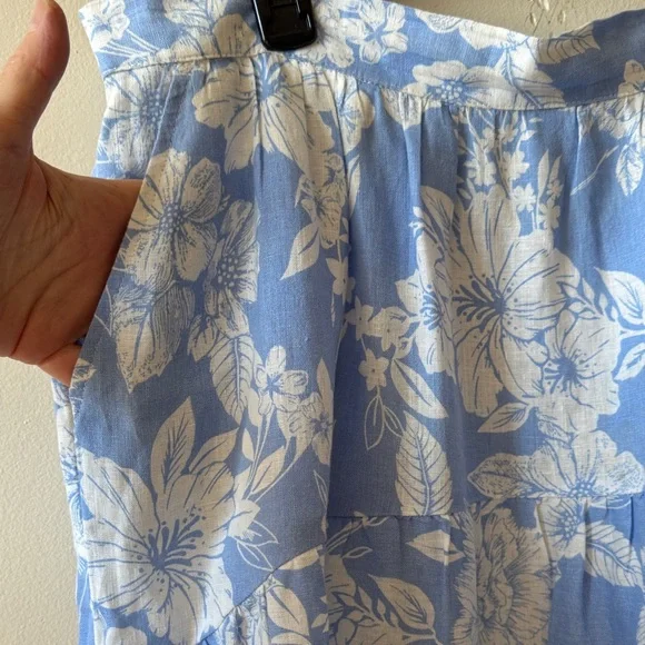 C&C California  100% linen Blue and White Women's Skirt Size XL - Picture 6 of 11